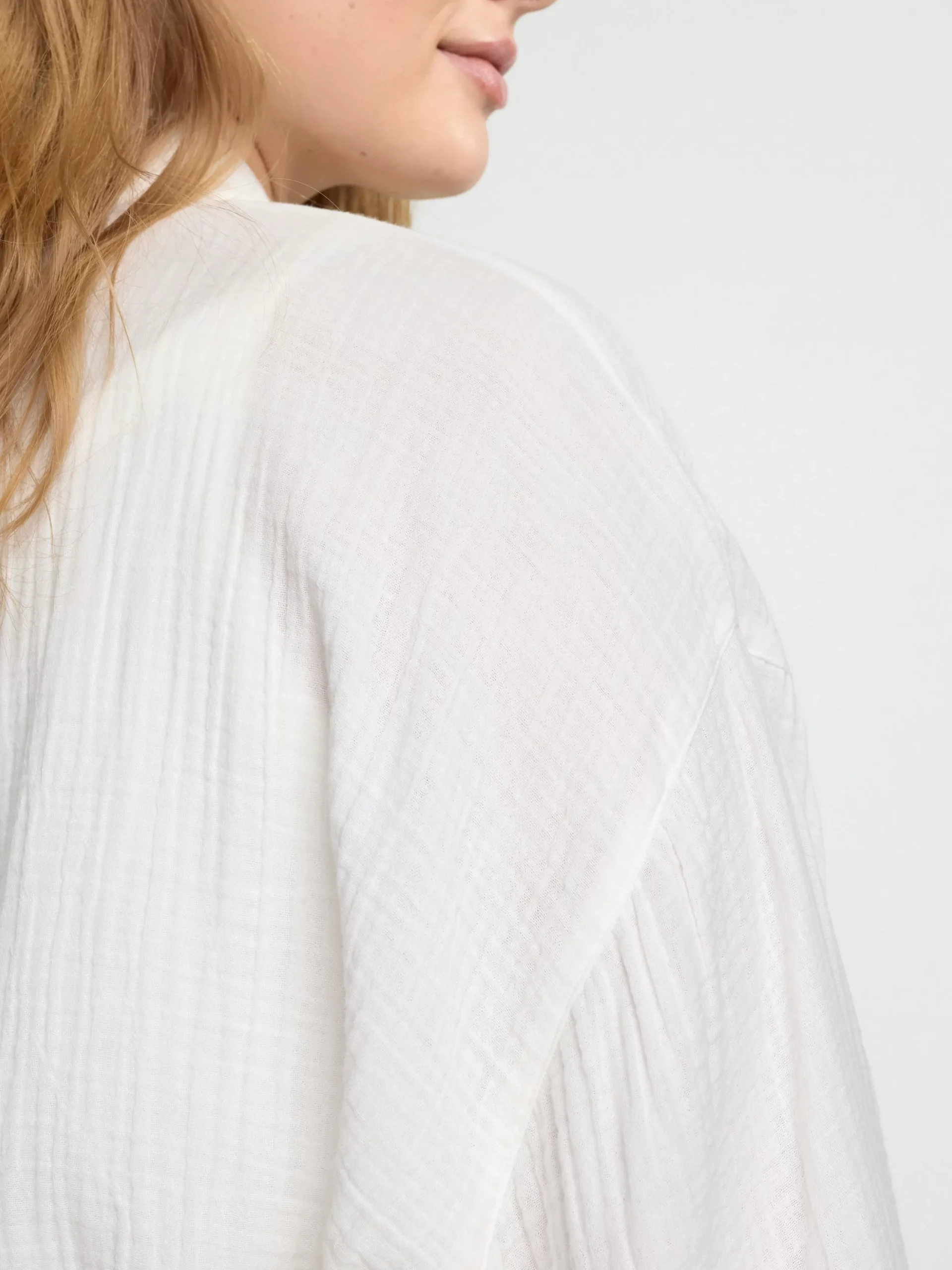Nattplagg>Lindex Morgonrock I Bomullsvav Off White