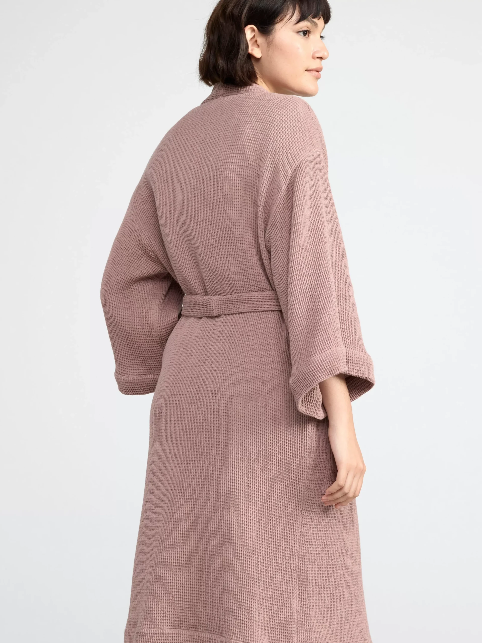 Nattplagg>Lindex Morgonrock I Vafflad Bomull Dark Dusty Pink