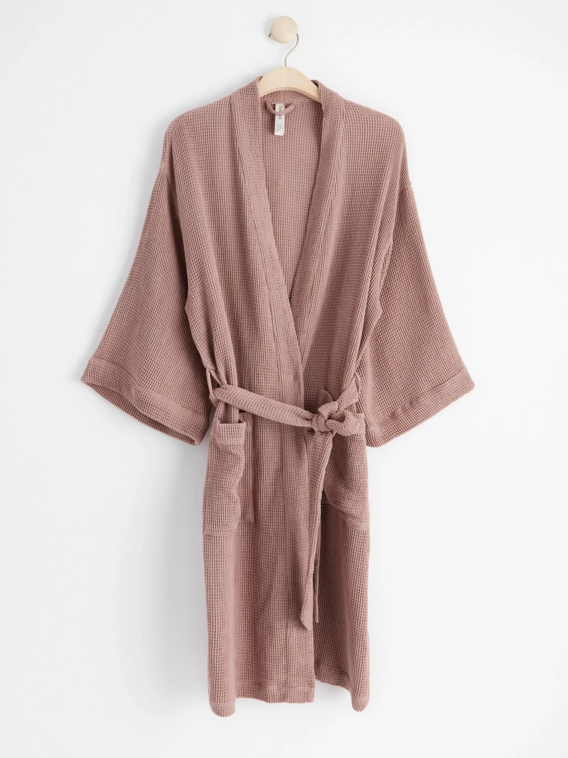 Nattplagg>Lindex Morgonrock I Vafflad Bomull Dark Dusty Pink