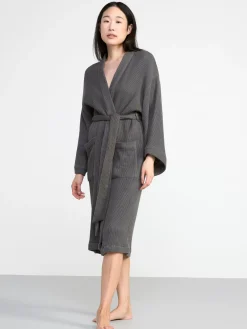 Nattplagg>Lindex Morgonrock I Vafflad Bomull Dark Grey