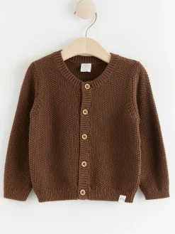 Tröjor & Cardigans>Lindex Mosstickad Cardigan Brown