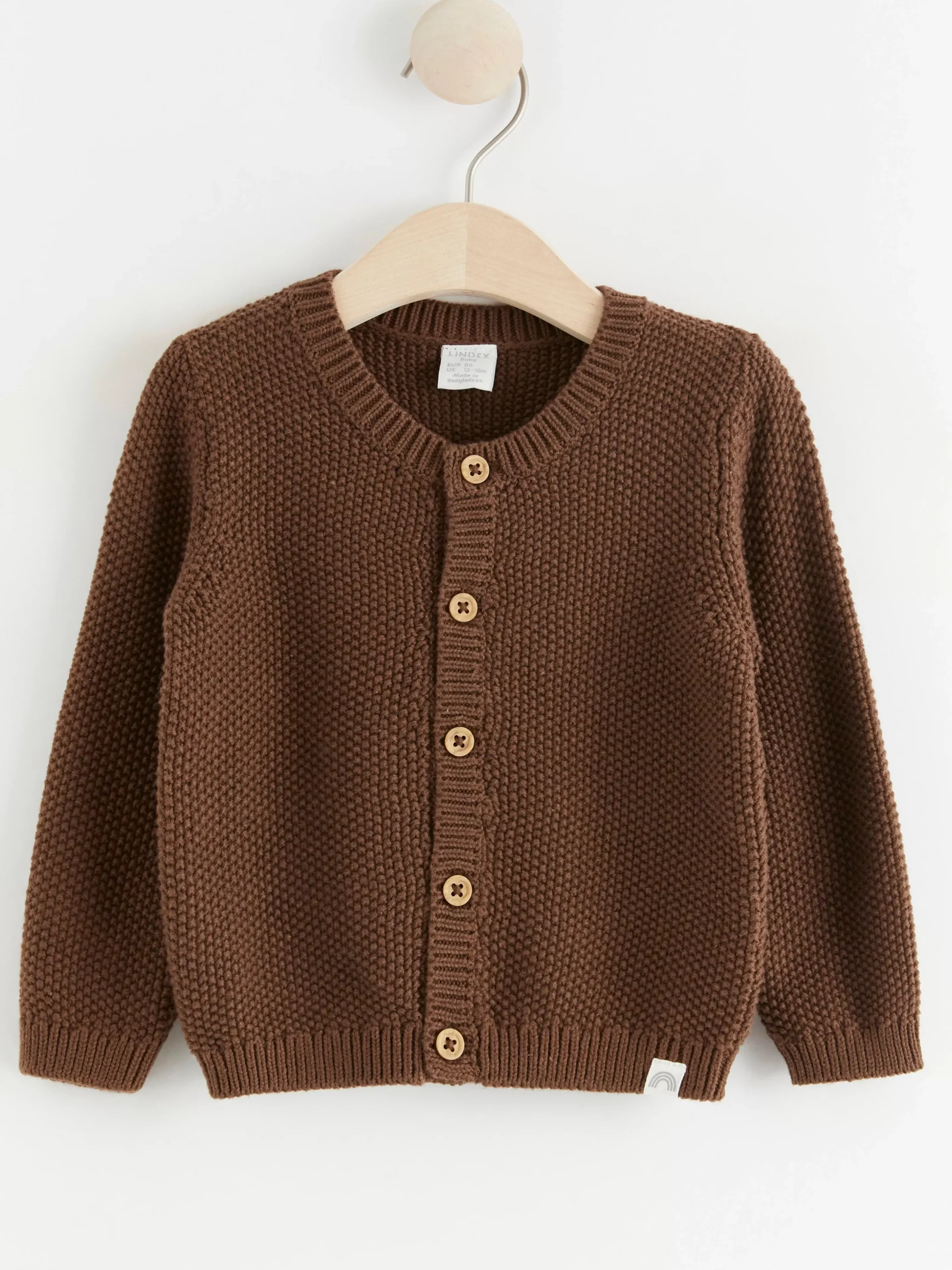 Tröjor & Cardigans>Lindex Mosstickad Cardigan Brown