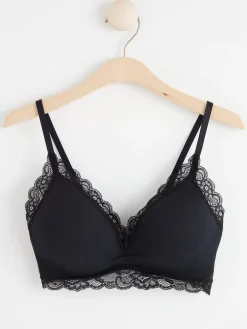 Bh>Lindex Mynta Bygellos Bh Med Spets Black