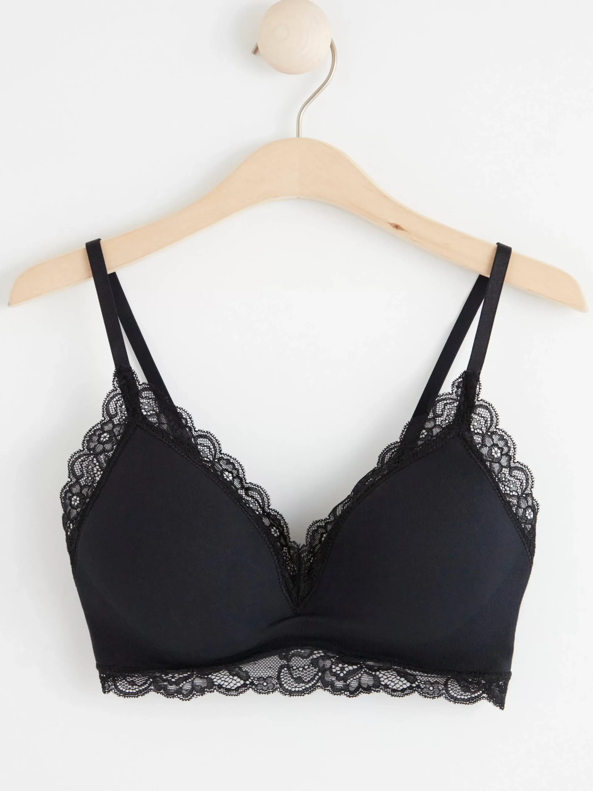 Bh>Lindex Mynta Bygellos Bh Med Spets Black