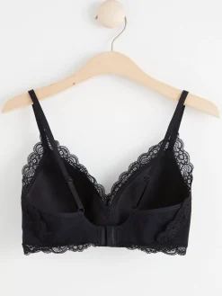 Bh>Lindex Mynta Bygellos Bh Med Spets Black
