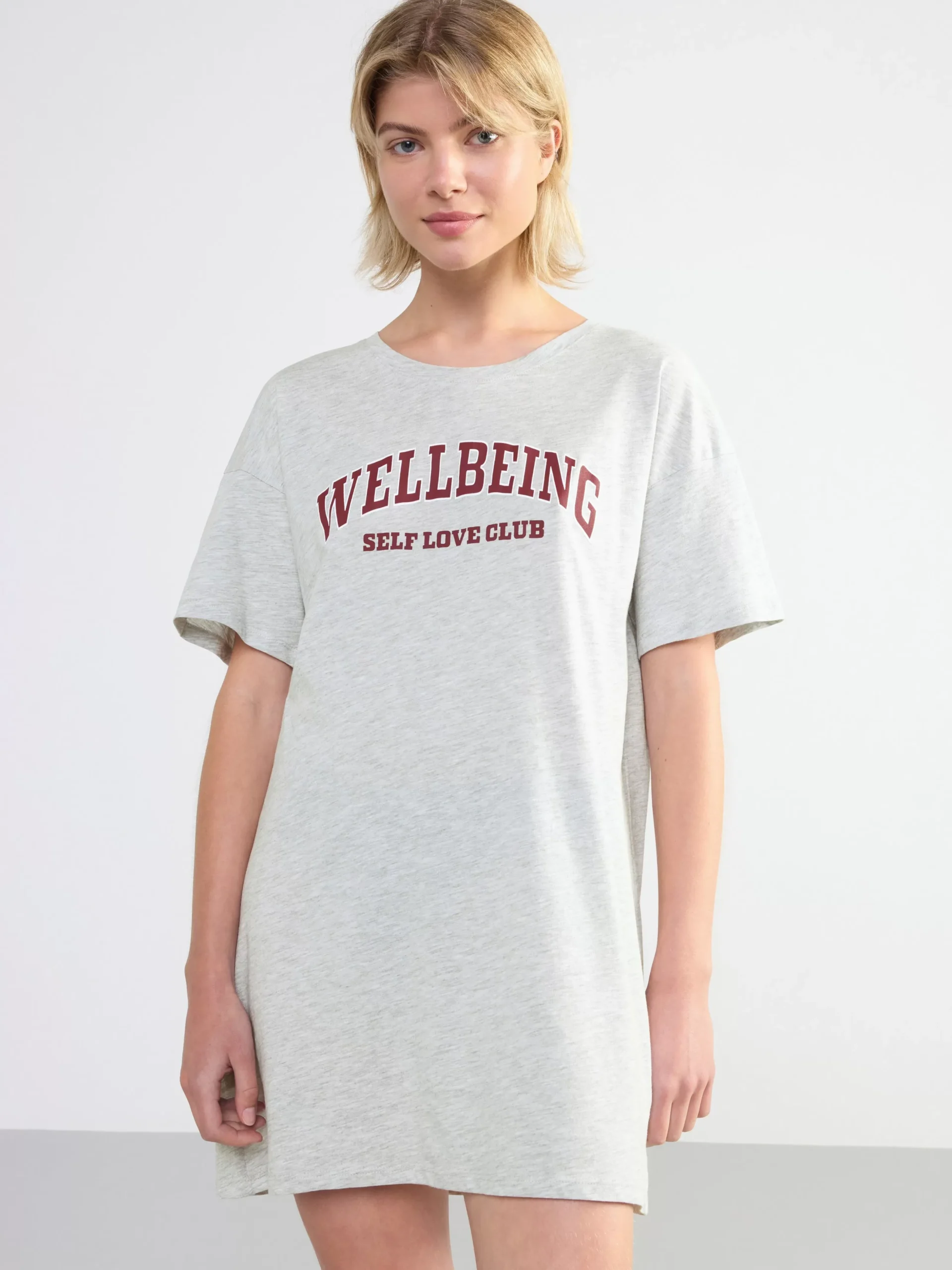 Nattplagg>Lindex Nattlinne I T-Shirt-Modell Light Grey Melange