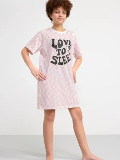 Nattplagg>Lindex Nattlinne Med Heltackande Monster Dusty Pink