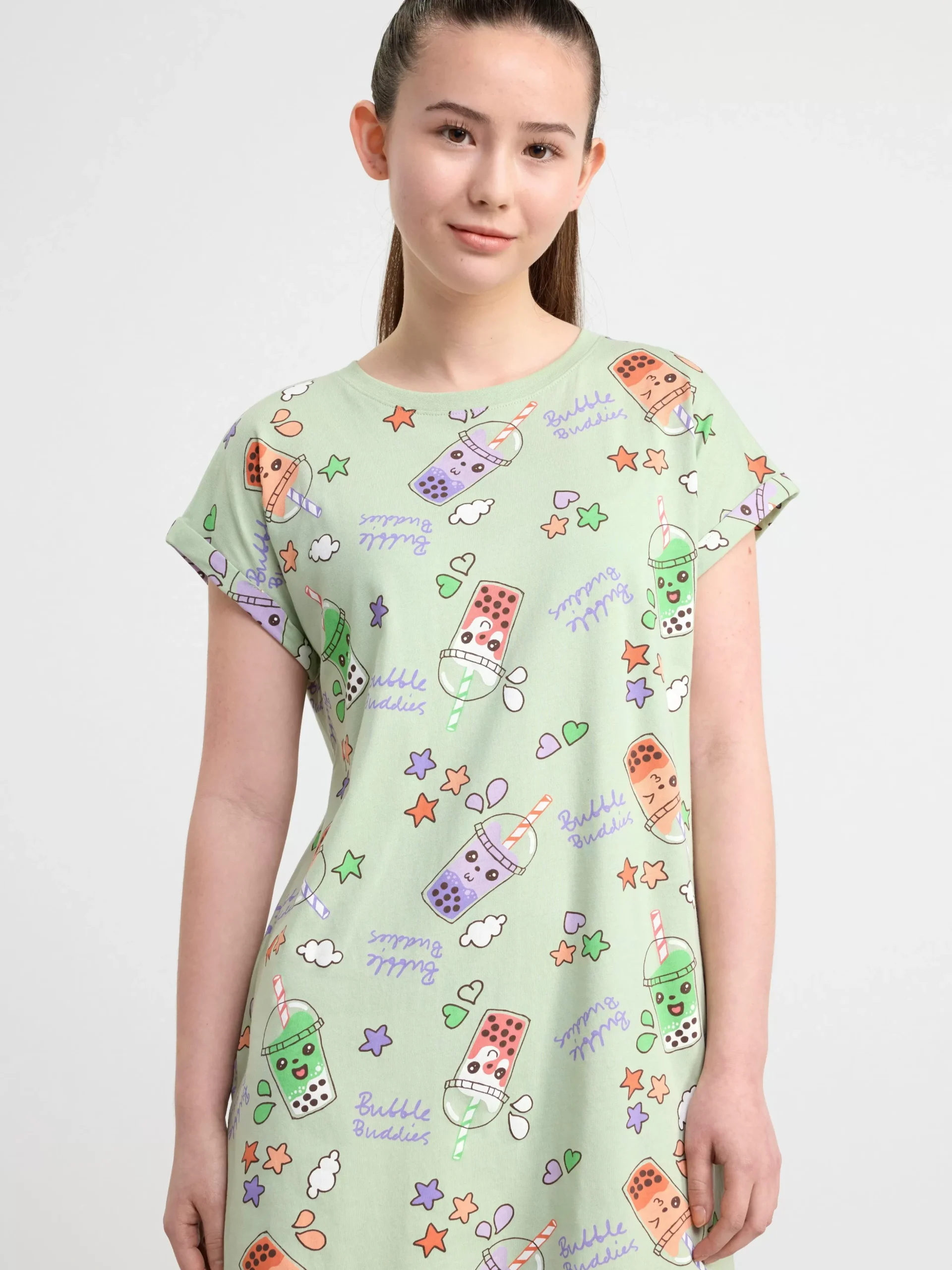 Nattplagg>Lindex Nattlinne Med Heltackande Monster Light Dusty Green