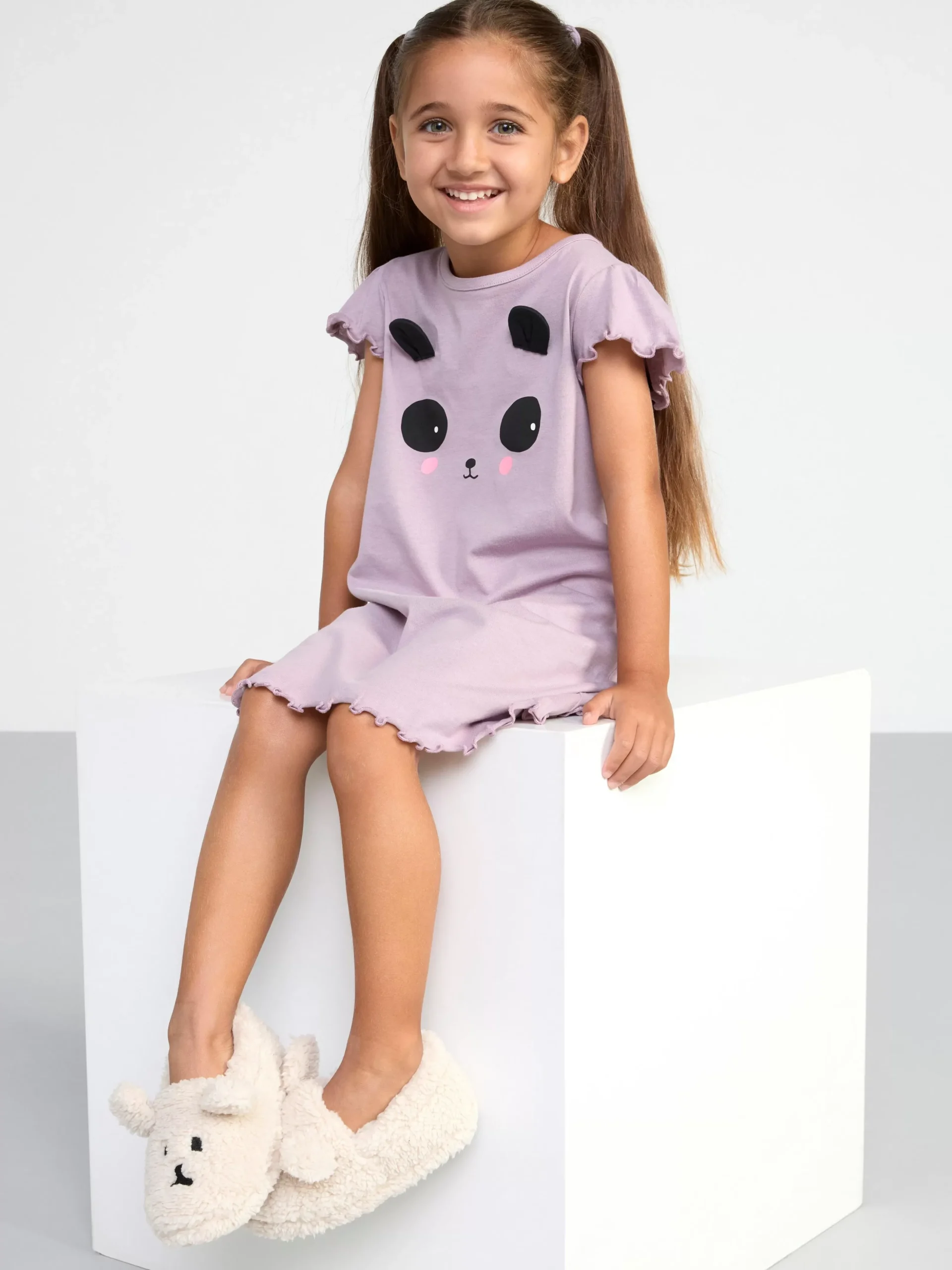 Nattplagg>Lindex Nattlinne Med Panda Light Dusty Lilac