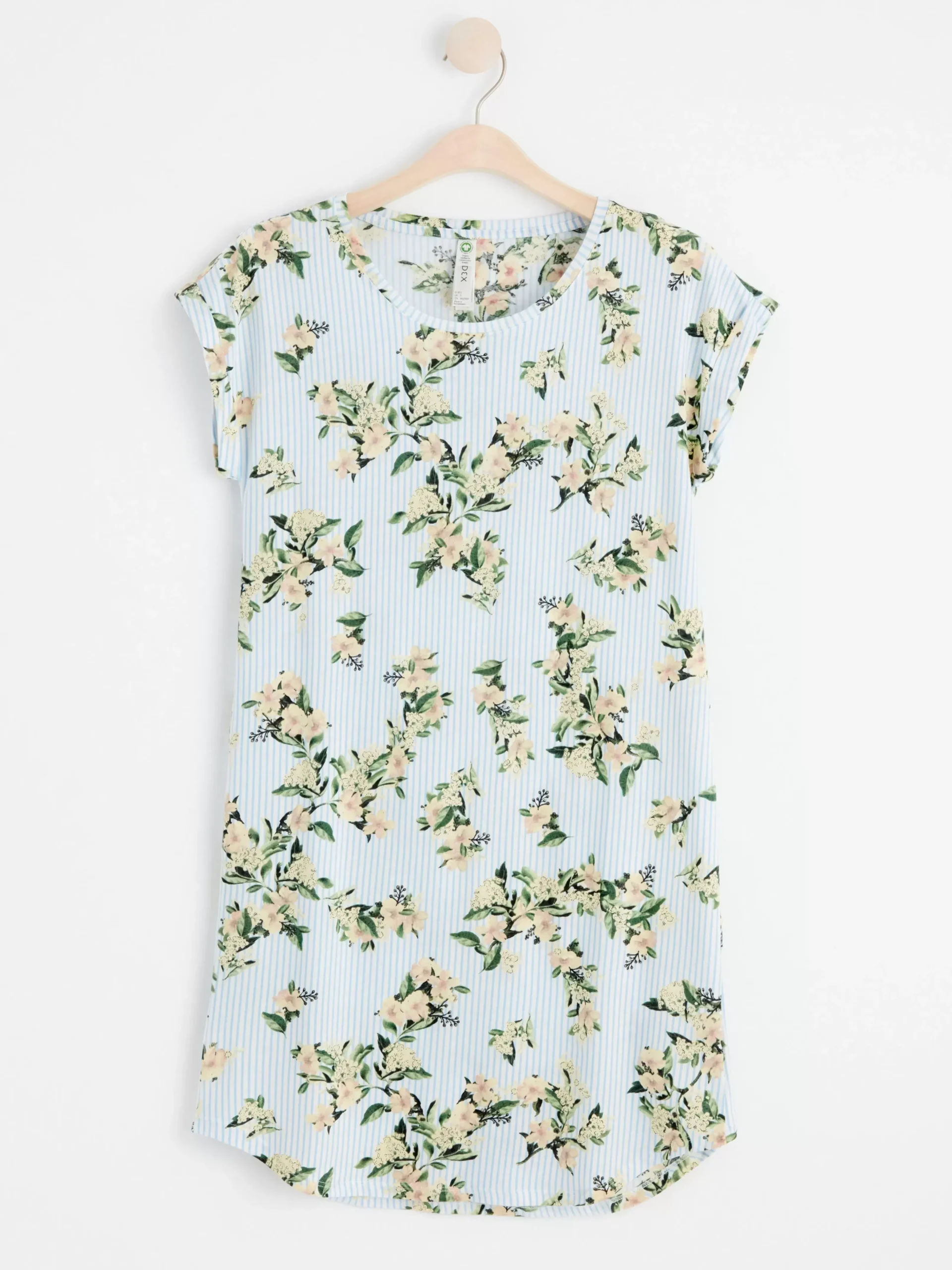 Nattplagg>Lindex Nattlinne Med Rander Och Blommor Blue