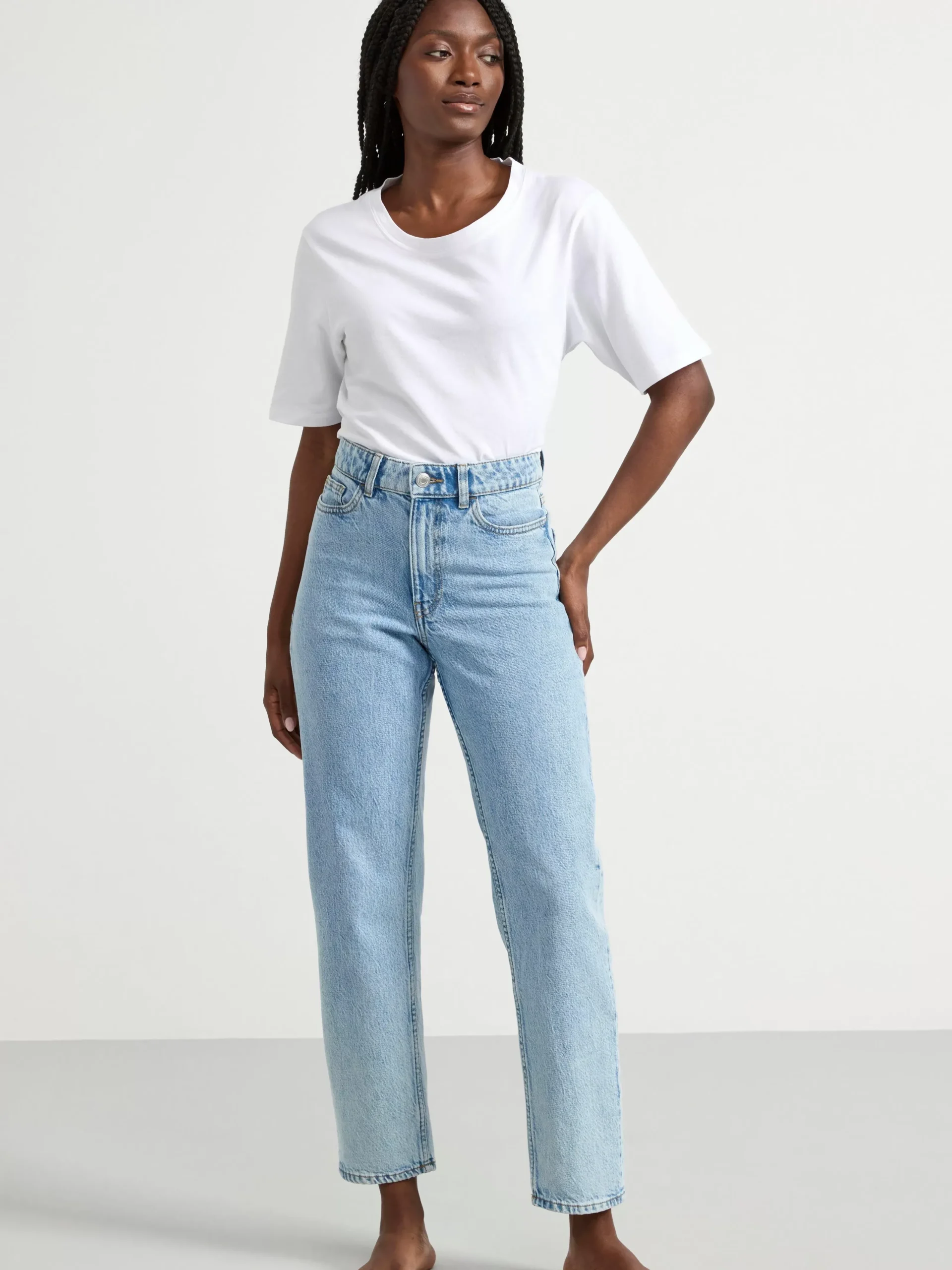 Jeans>Lindex Nea Croppade Raka Jeans Light Denim