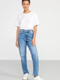 Jeans>Lindex Nea Croppade Raka Jeans Denim Blue