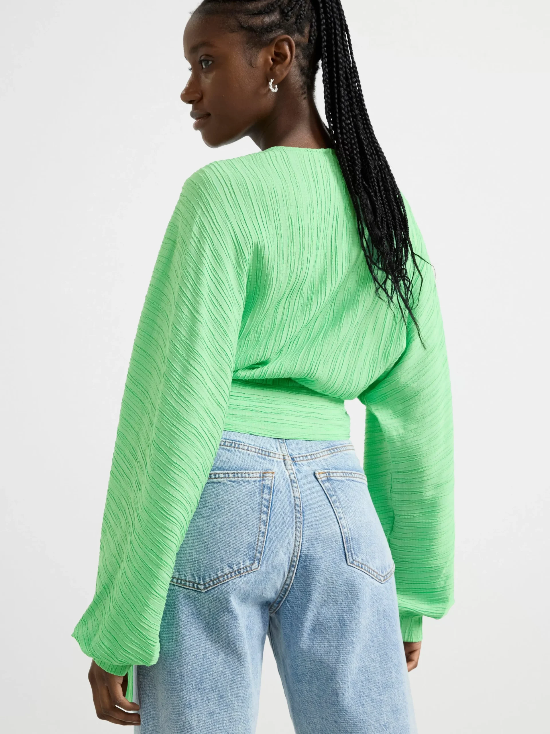 Blusar & Skjortor>Lindex Omlottblus Med Vid Arm Och Textur Green