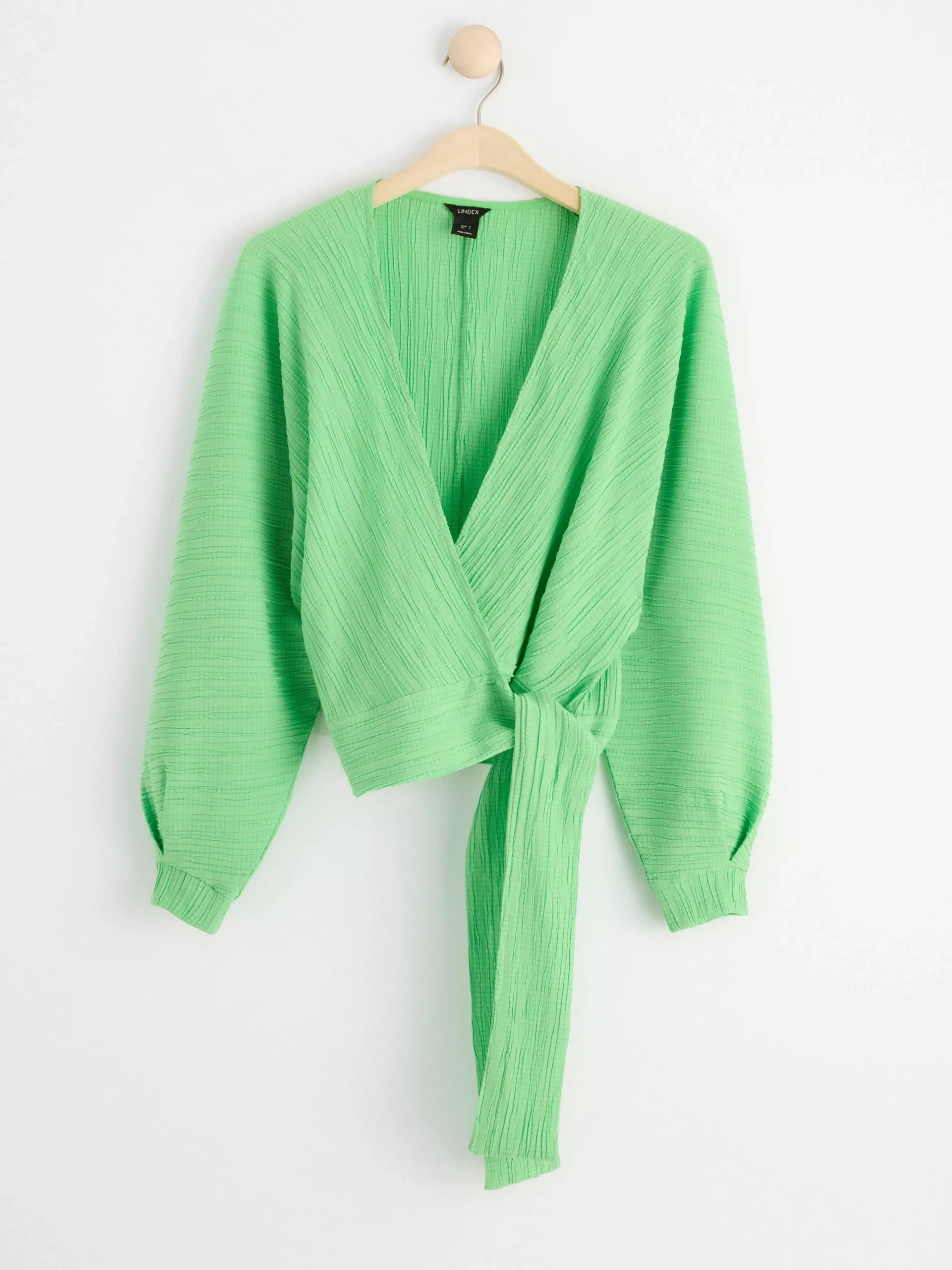Blusar & Skjortor>Lindex Omlottblus Med Vid Arm Och Textur Green