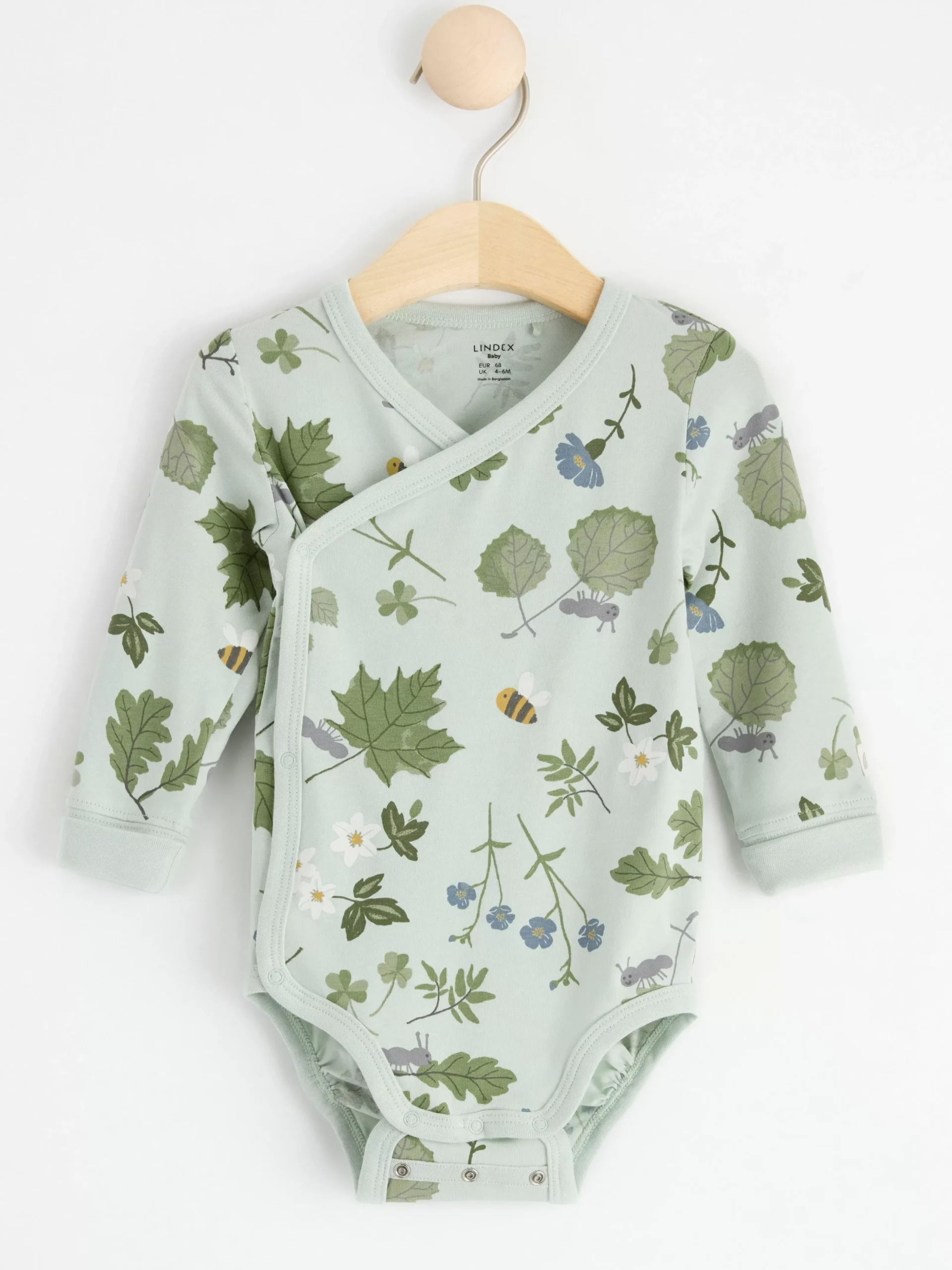 Bodies>Lindex Omlottbody Med Blommor Och Blad Light Aqua