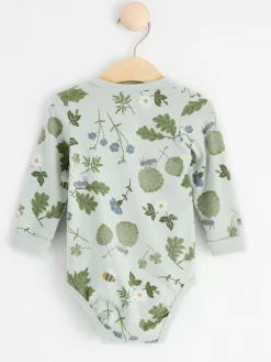 Bodies>Lindex Omlottbody Med Blommor Och Blad Light Aqua