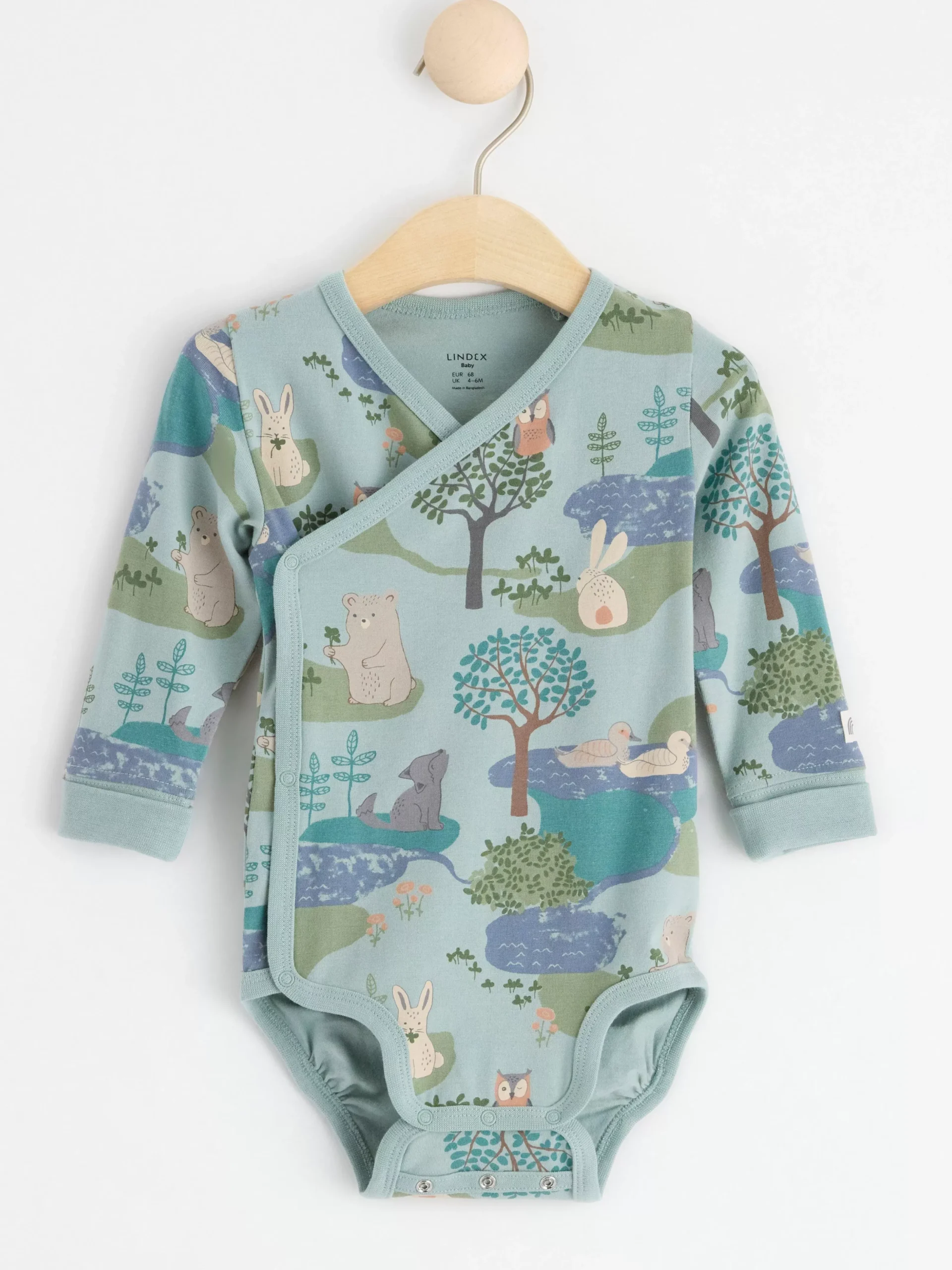 Bodies>Lindex Omlottbody Med Skogsdjur Light Dusty Aqua