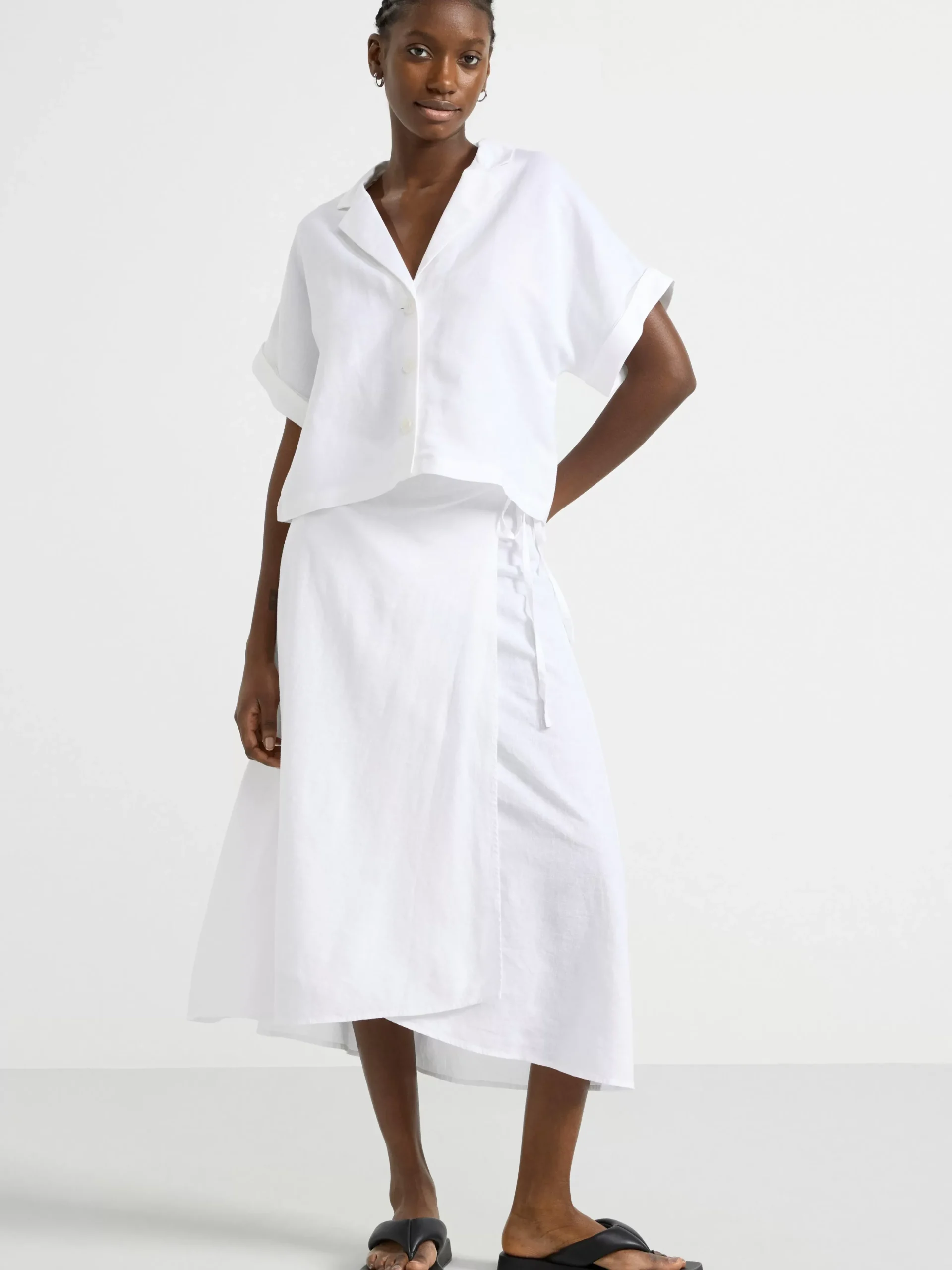 Kjolar>Lindex Omlottkjol I Linneblandning White