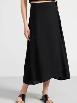 Kjolar>Lindex Omlottkjol I Linneblandning Black
