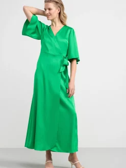 Klänningar>Lindex Omlottklanning I Satin Green