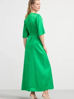 Klänningar>Lindex Omlottklanning I Satin Green