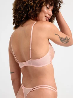 Bh>Lindex Ovadderad Bh I Mesh Med Spetsdetaljer Light Dusty Coral
