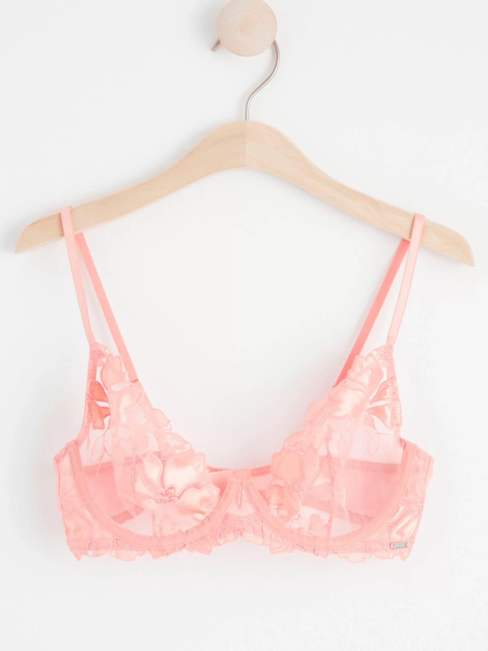 Bh>Lindex Ovadderad Bh I Mesh Med Spetsdetaljer Light Dusty Coral
