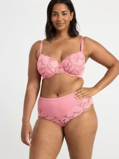 Bh>Lindex Ovadderad Bh Med Nat Och Spets Pink