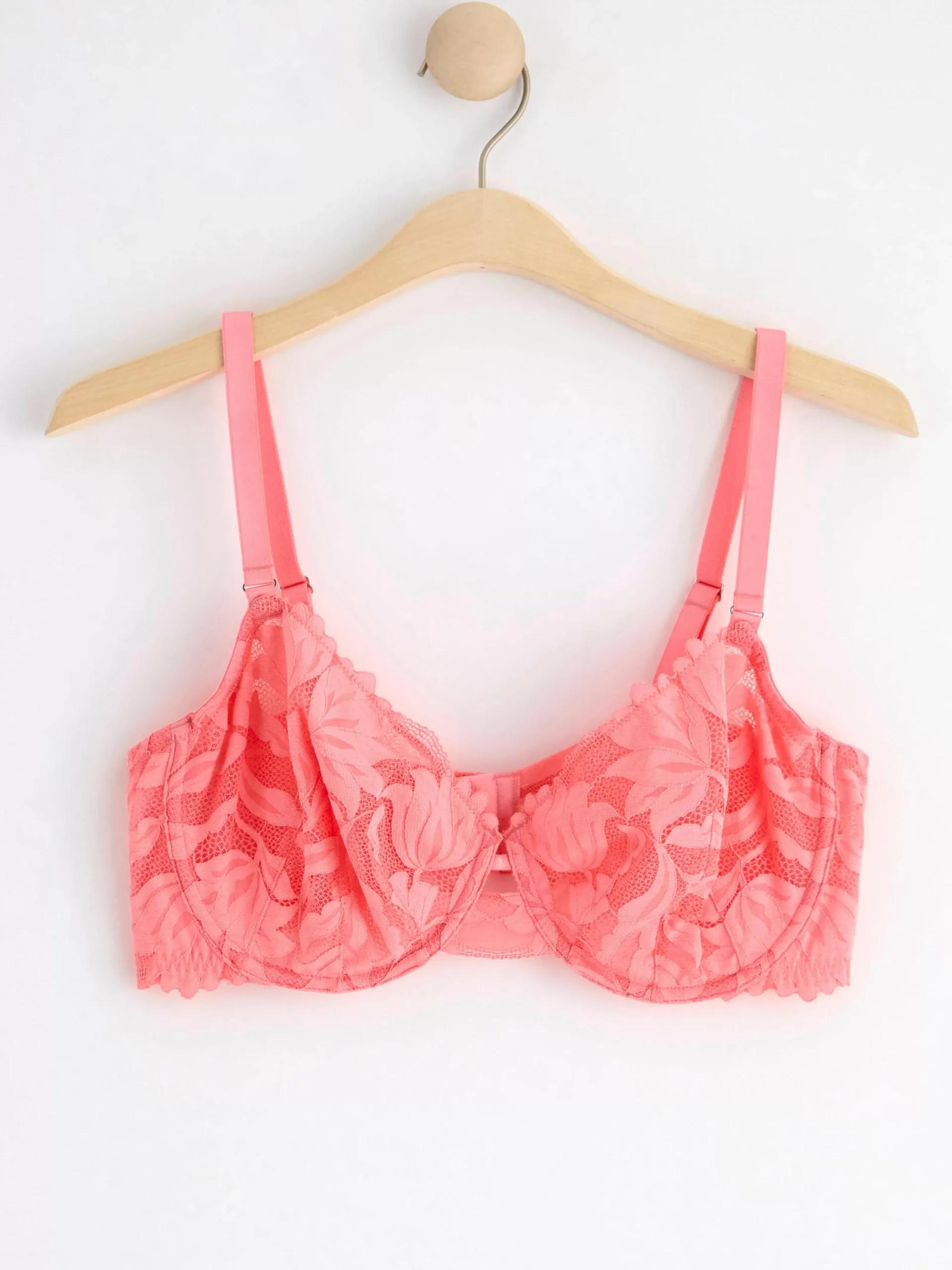 Bh>Lindex Ovadderad Bh Med Nat Och Spets Pink