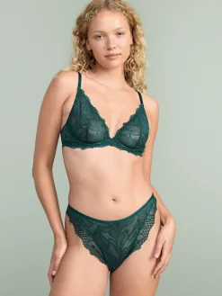 Bh>Lindex Ovadderad Bh Med Spets Dark Dusty Turquoise