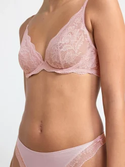 Bh>Lindex Ovadderad Bh Med Spets Light Dusty Pink