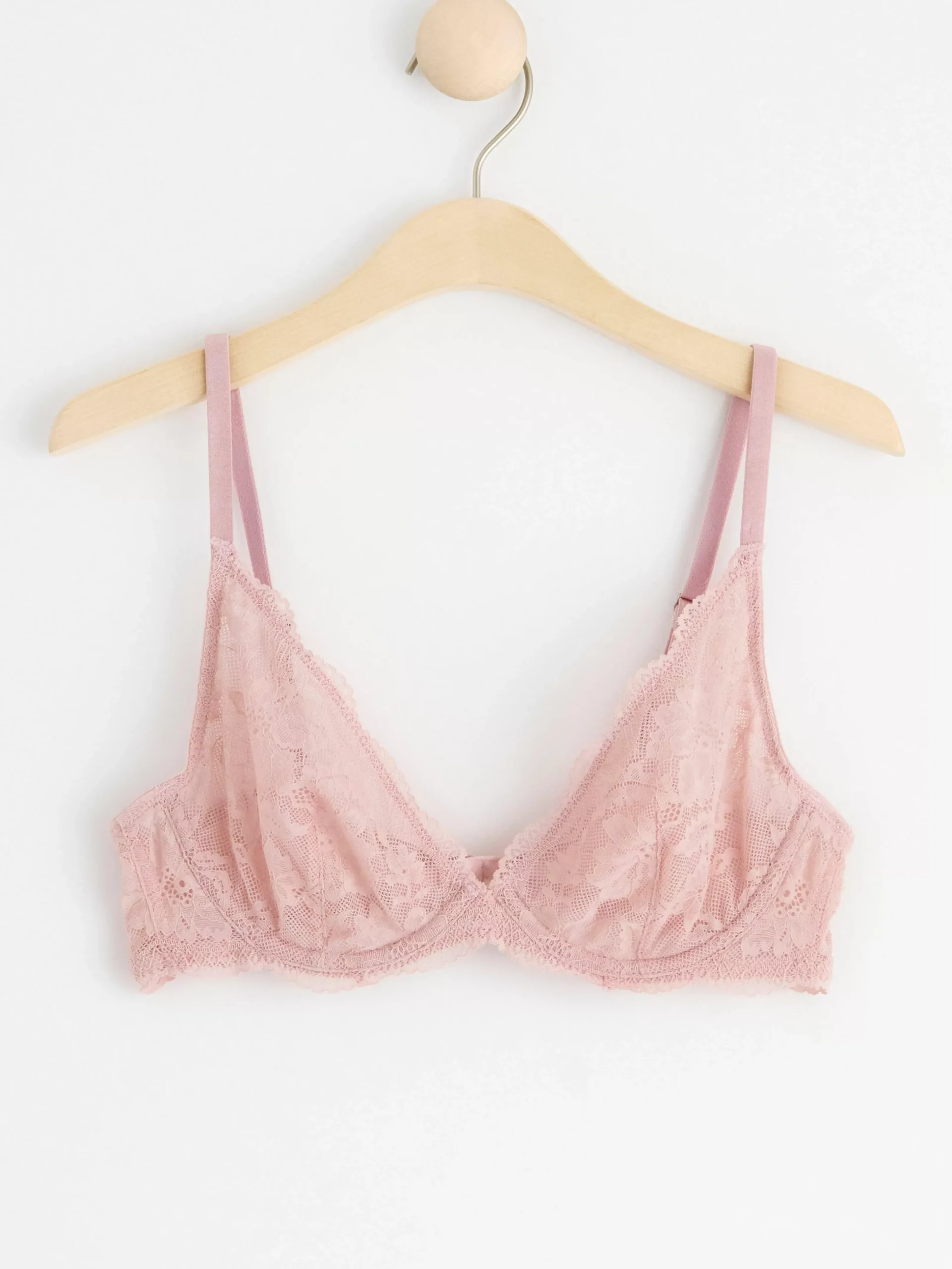 Bh>Lindex Ovadderad Bh Med Spets Light Dusty Pink