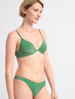Badkläder>Lindex Ovadderad Bikini-Bh I Lurex Dark Green