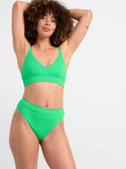 Badkläder>Lindex Ovadderad Bikinitopp Med Krinklad Struktur Green