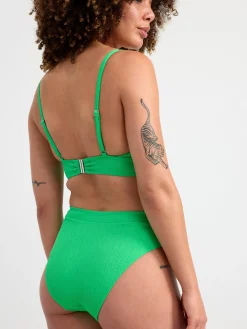 Badkläder>Lindex Ovadderad Bikinitopp Med Krinklad Struktur Green