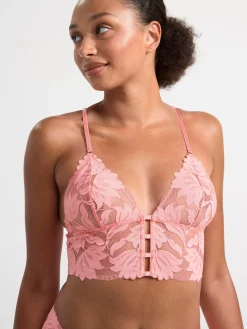 Bh>Lindex Ovadderad Bralette Med Spets Pink