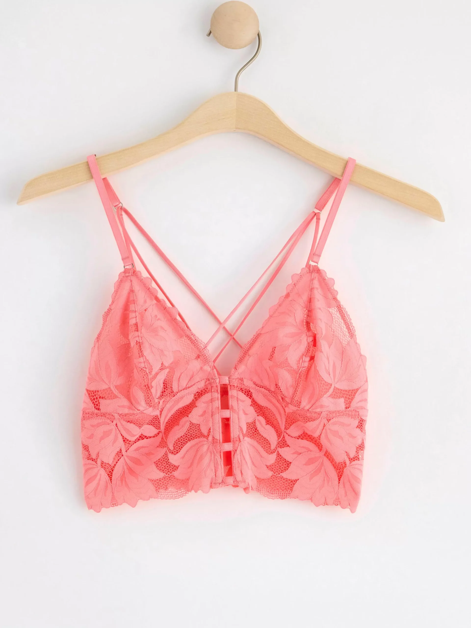 Bh>Lindex Ovadderad Bralette Med Spets Pink