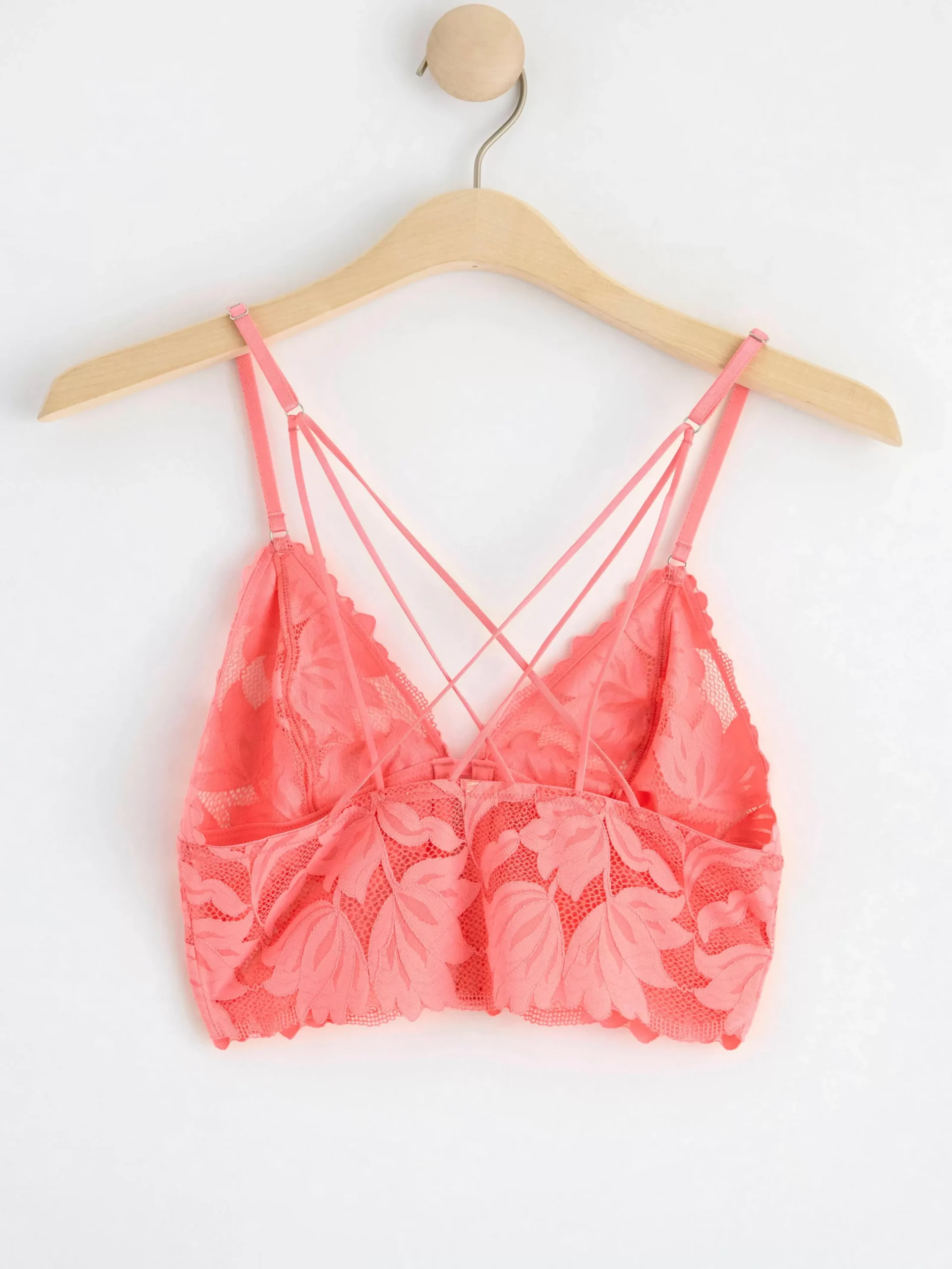 Bh>Lindex Ovadderad Bralette Med Spets Pink