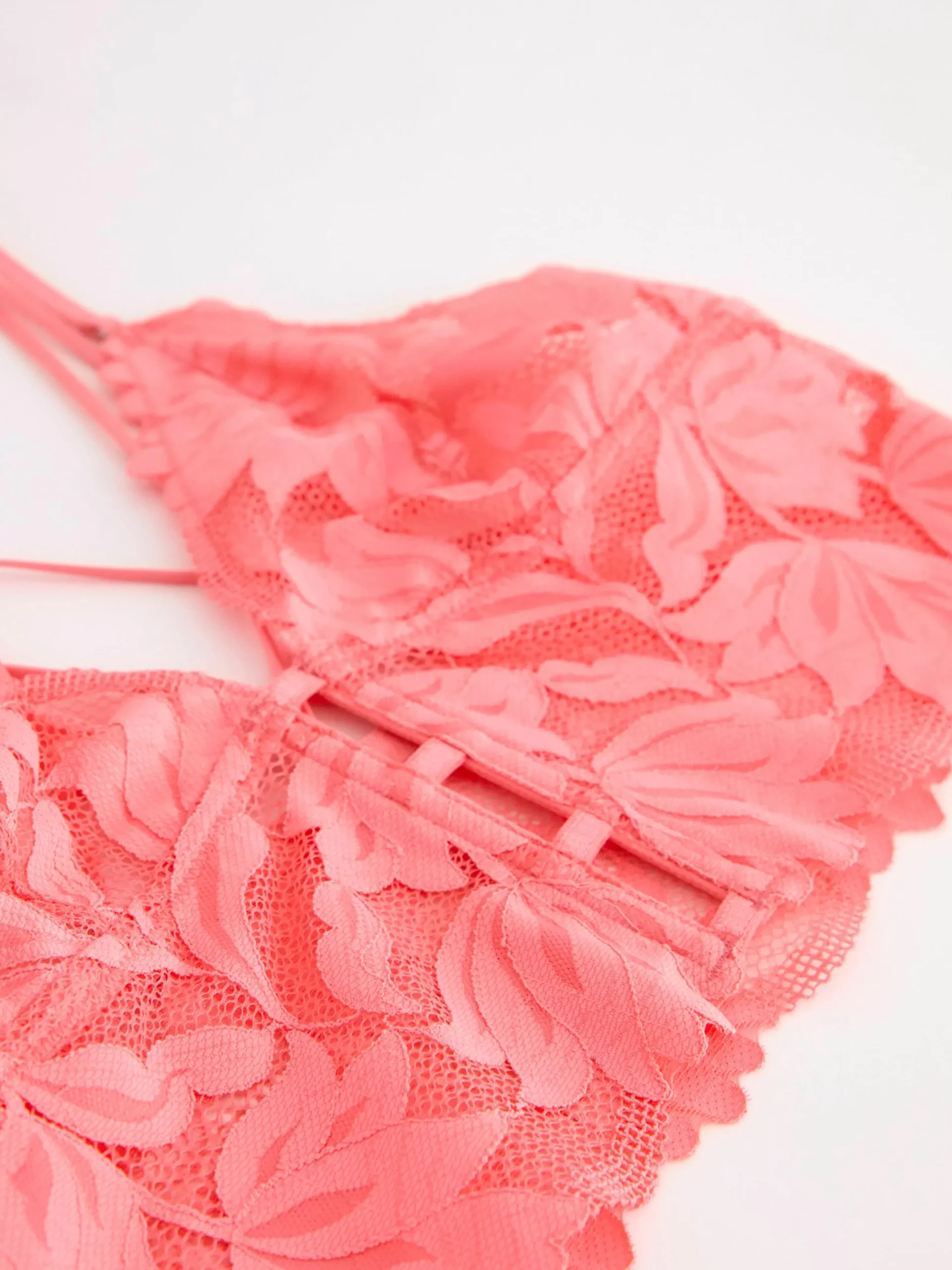 Bh>Lindex Ovadderad Bralette Med Spets Pink