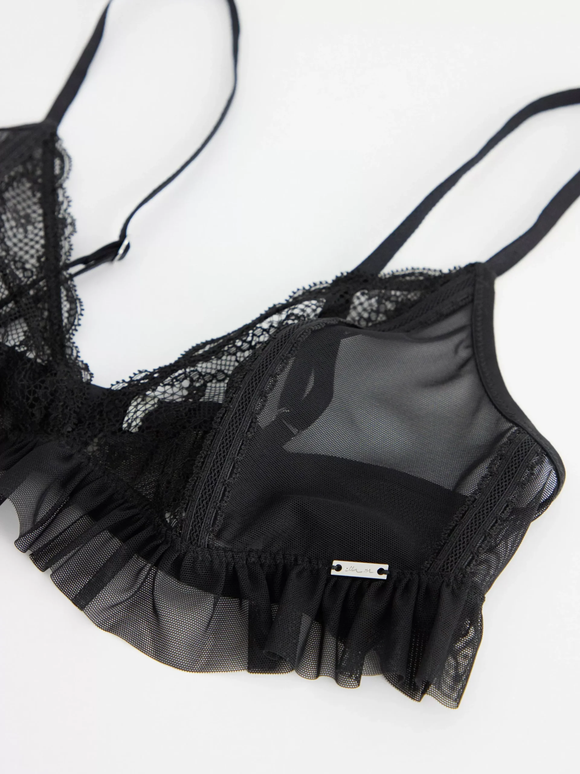 Bh>Lindex Ovadderad Bralette Med Spets Black