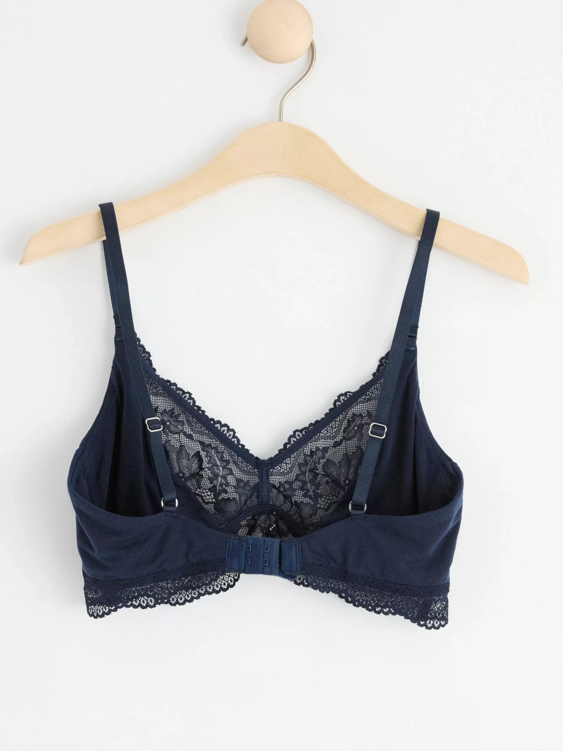 Bh>Lindex Ovadderad Bralette Med Spets Navy