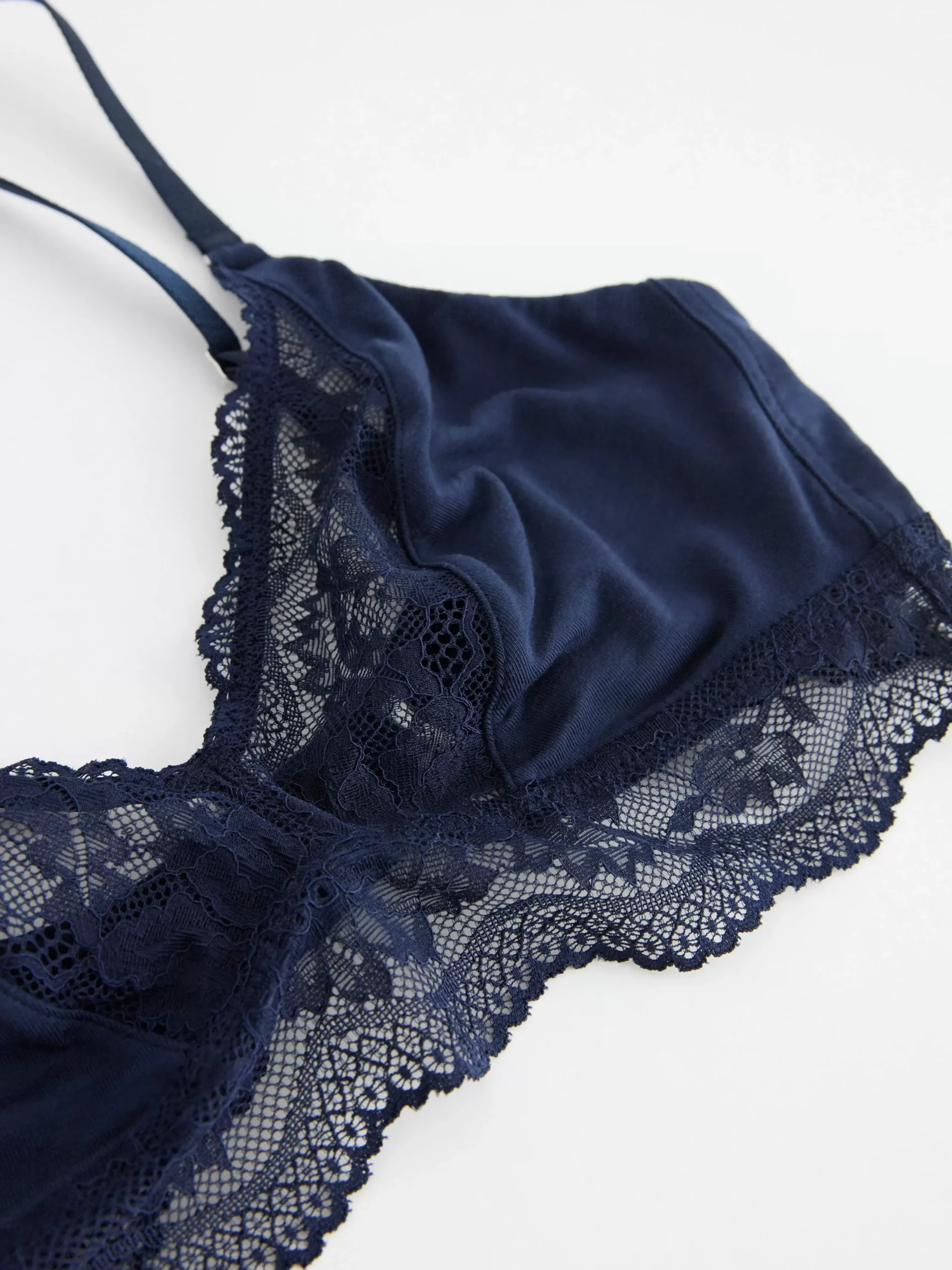 Bh>Lindex Ovadderad Bralette Med Spets Navy