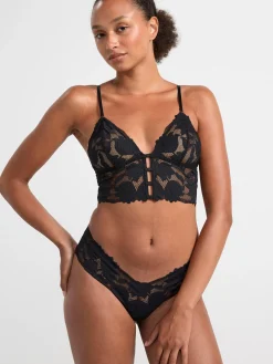 Bh>Lindex Ovadderad Bralette Med Spets Black