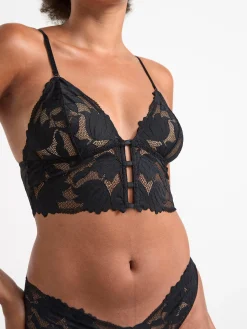 Bh>Lindex Ovadderad Bralette Med Spets Black