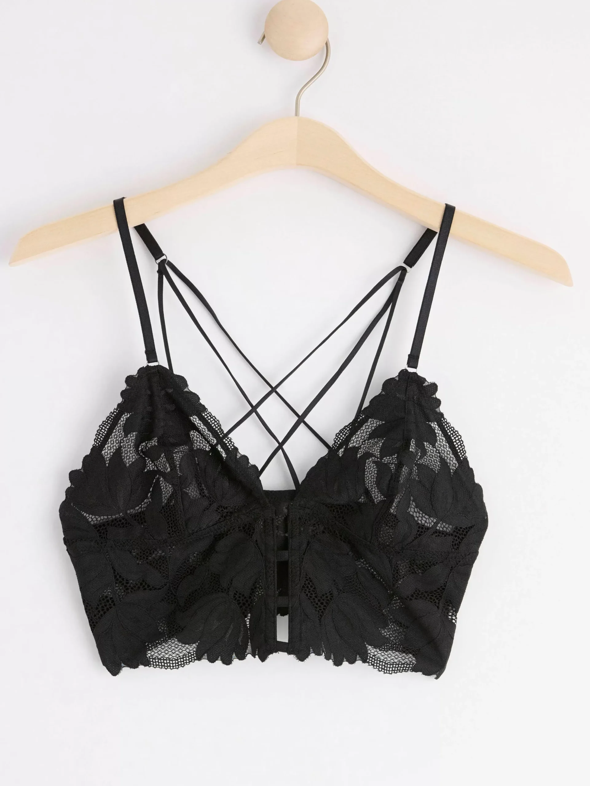 Bh>Lindex Ovadderad Bralette Med Spets Black