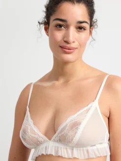 Bh>Lindex Ovadderad Bralette Med Spets Light White