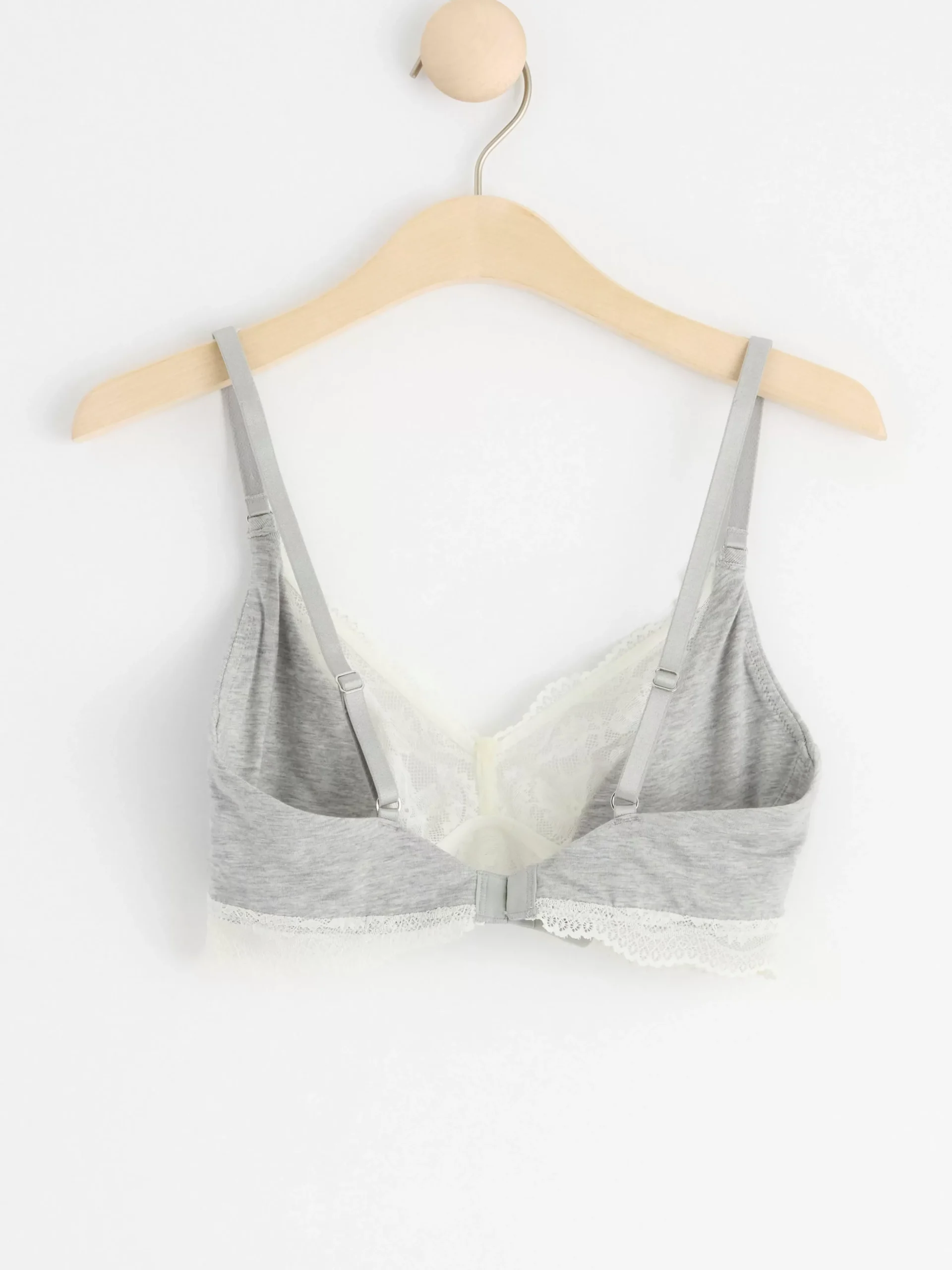 Bh>Lindex Ovadderad Bralette Med Spets Light Grey Melange