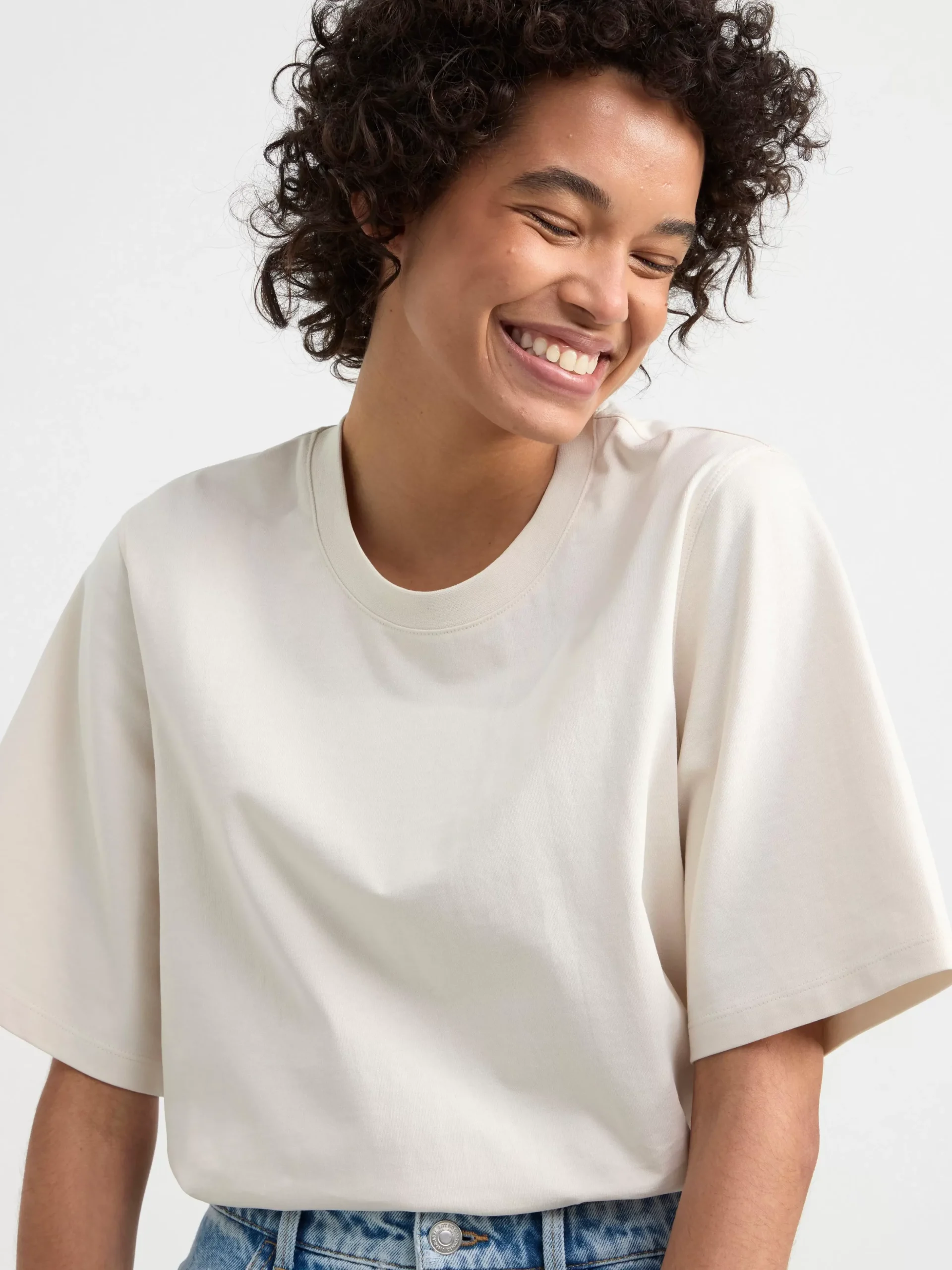 Toppar & T-Shirts>Lindex Oversized T-Shirt Light Beige
