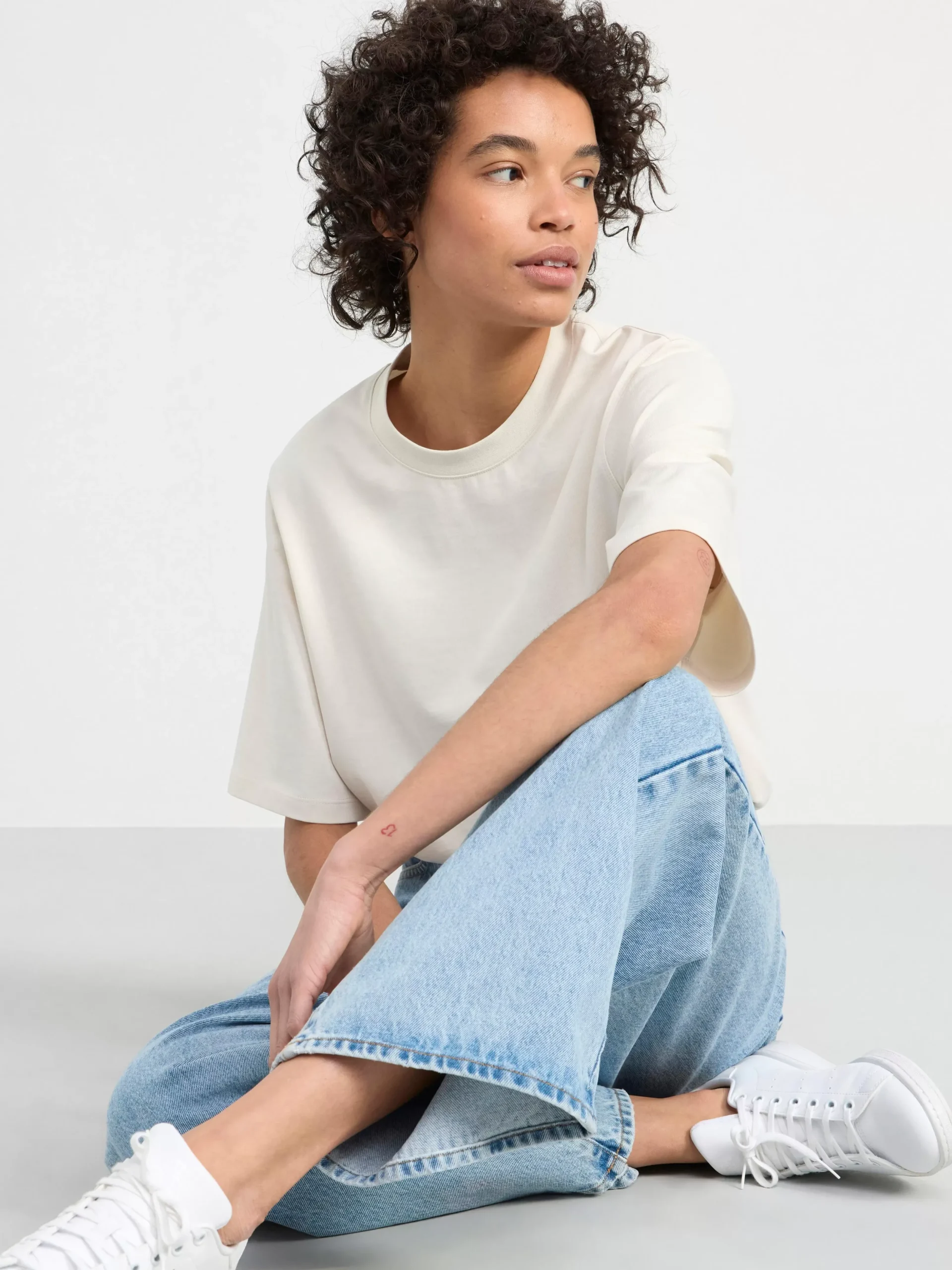 Toppar & T-Shirts>Lindex Oversized T-Shirt Light Beige