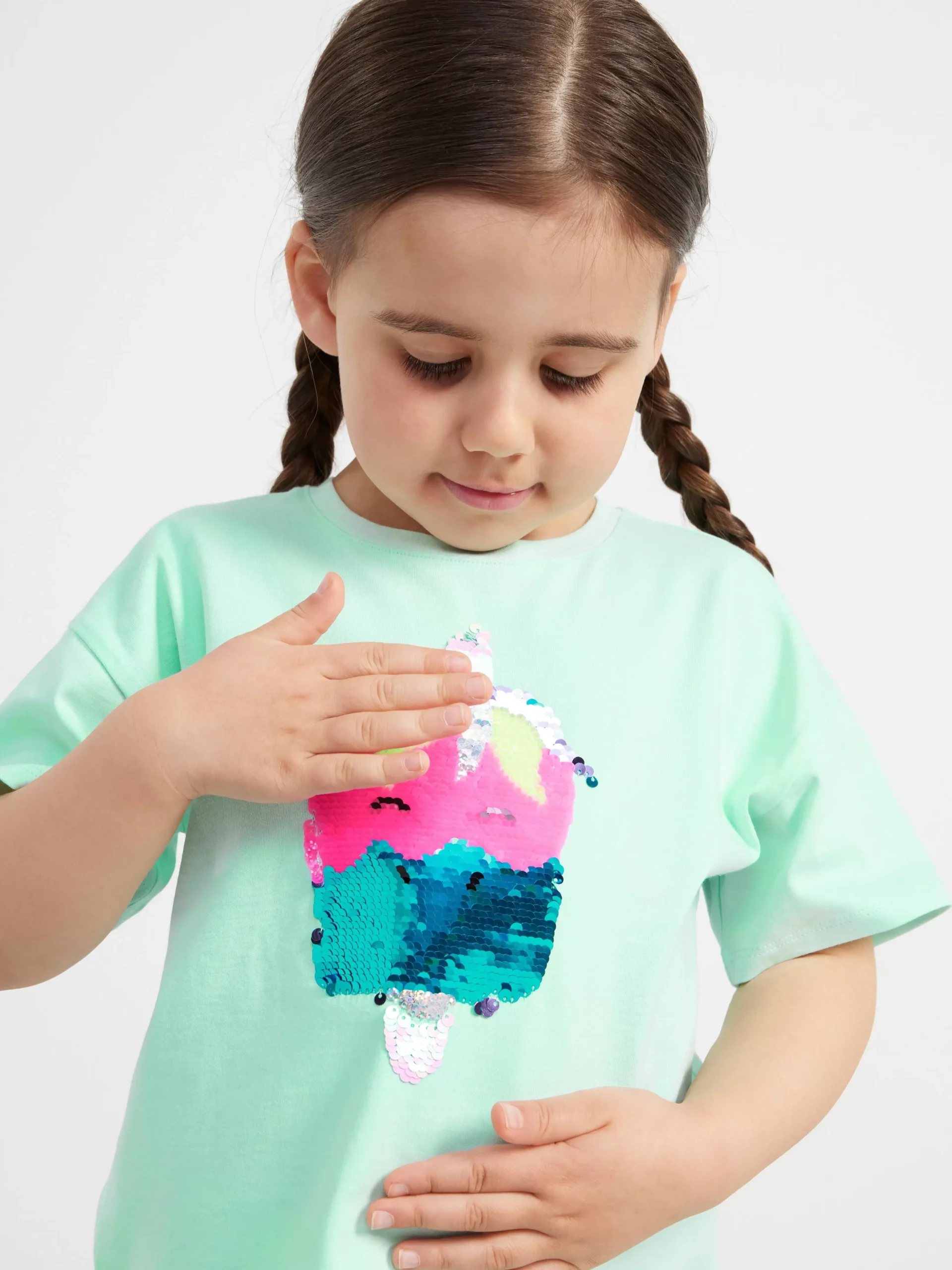 Toppar & T-Shirts>Lindex Oversized T-Shirt Med Vandbara Paljetter Light Turquoise